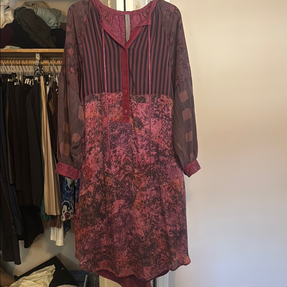 RAQUEL ALLEGRA: Handmade Red V-Neck Bishop Sleeve Sundress